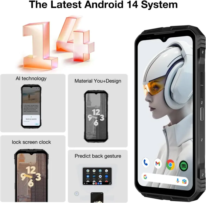 DOOGEE V MAX Plus Rugged Smartphone 5G,22000mAh 36GB+512GB Android 14 Rugged Phone,200MP+32MP+20MP Night Vision Rugged Cell Phone,6.58" FHD+120Hz IPS Screen,IP68/IP69K Waterproof Phone,NFC/OTG - Image 4