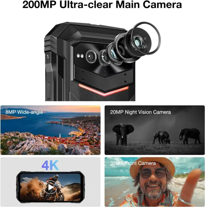 DOOGEE V MAX Plus Rugged Smartphone 5G,22000mAh 36GB+512GB Android 14 Rugged Phone,200MP+32MP+20MP Night Vision Rugged Cell Phone,6.58" FHD+120Hz IPS Screen,IP68/IP69K Waterproof Phone,NFC/OTG - Image 6