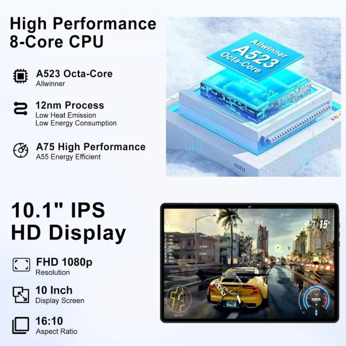 2025 Tablet Android 14 Tablets with 128GB ROM+18GB RAM, 1TB Expand, Powerful Octa-Core, WiFi 6, BT5.0, 6000mAh, Widevine L1, Black - Image 4