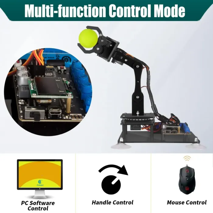 Adeept 5DOF Robotic Arm Kit Compatible with Arduino IDE, Programmable DIY Coding STEM Educational 5 Axis Build Robot Arm, Robot Starter Kit with OLED Display Processing Code and Tutorials - Blue - Image 3