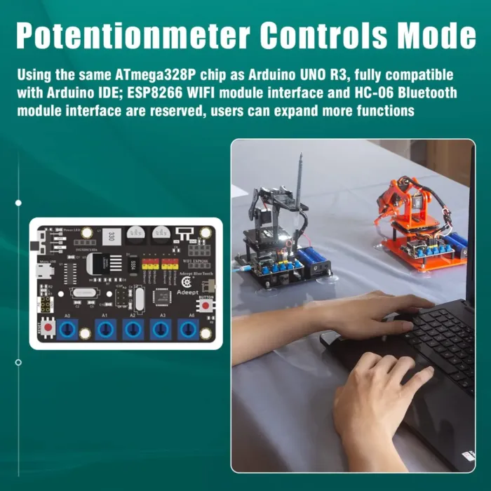Adeept 5DOF Robotic Arm Kit Compatible with Arduino IDE, Programmable DIY Coding STEM Educational 5 Axis Build Robot Arm, Robot Starter Kit with OLED Display Processing Code and Tutorials - Blue - Image 7