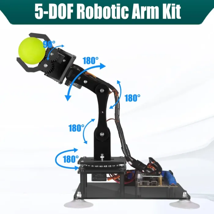 Adeept 5DOF Robotic Arm Kit Compatible with Arduino IDE, Programmable DIY Coding STEM Educational 5 Axis Build Robot Arm, Robot Starter Kit with OLED Display Processing Code and Tutorials - Blue - Image 8