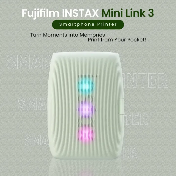 Fujifilm INSTAX Mini Link 3 Smartphone Printer + INSTAX Mini Instant Film (20 Sheets) + USB Wall Charger + BluebirdSales Travel Bag, Photo Album, Microfiber Cleaning Cloth (Clay White) - Image 7