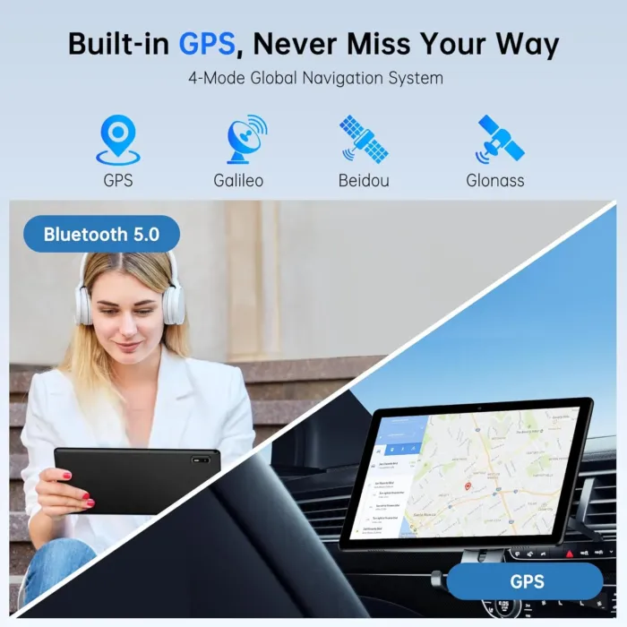 Android 14 Tablet 10.1 Inch,4G SIM Unlocked, Quad-Core CPU 2.0GHz,3GB+32GB, TF Expandable, IPS Display, 5G WiFi, Bluetooth 5.0,5MP+8MP Dual Cameras,5000mAh, GPS, Google Kids Space，Black case - Image 4