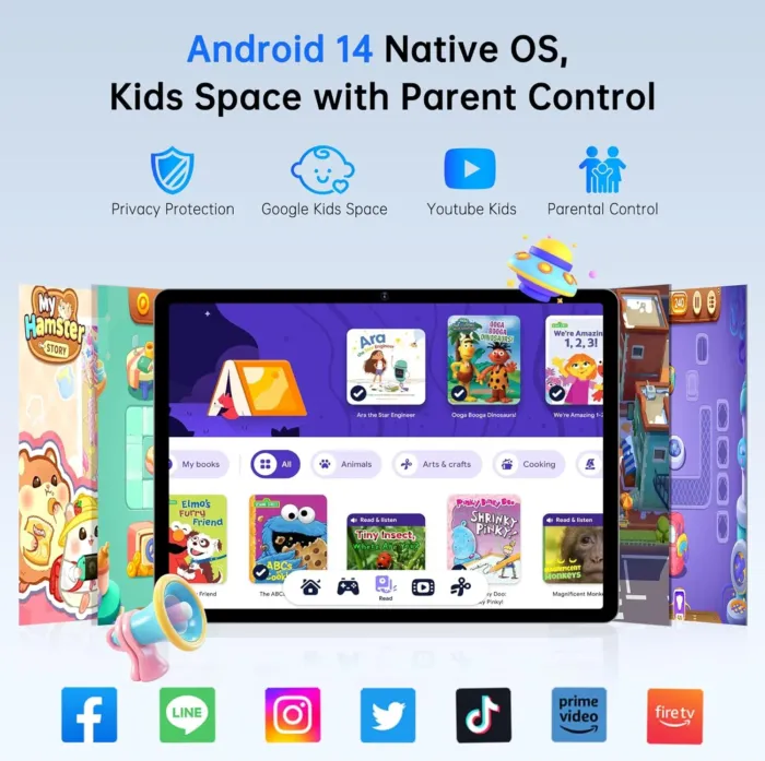 Android 14 Tablet 10.1 Inch,4G SIM Unlocked, Quad-Core CPU 2.0GHz,3GB+32GB, TF Expandable, IPS Display, 5G WiFi, Bluetooth 5.0,5MP+8MP Dual Cameras,5000mAh, GPS, Google Kids Space，Black case - Image 5