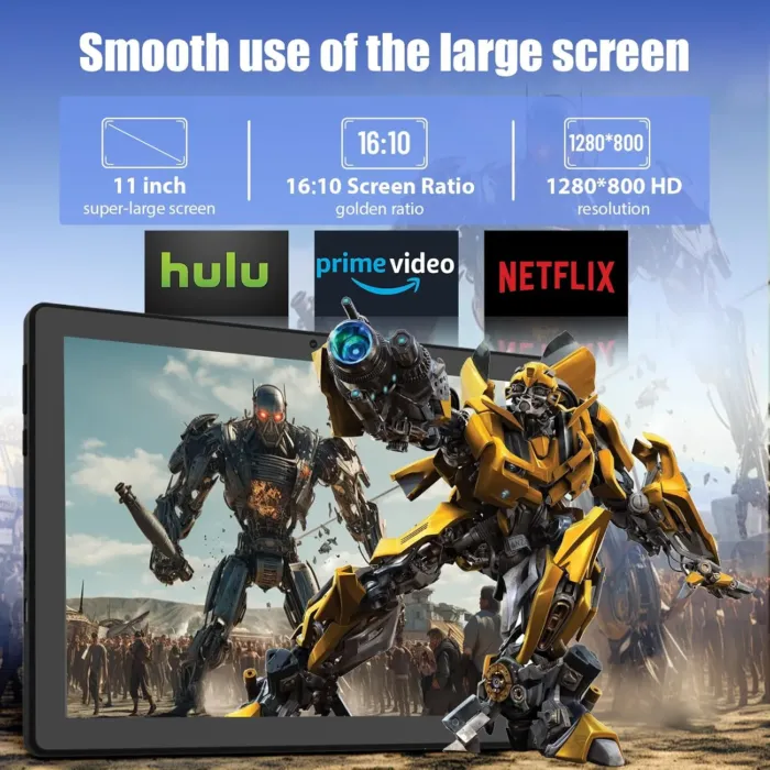 Android Tablet, 14GB RAM+64GB ROM (TF 1TB), 11 inch Android 14 Octa-Core, 6800mAh, Widevine L1, WiFi 6, 8 in 1 Tablet with Keyboard, Mouse, Protective Case, Stylus, Headset, Charger- Black - Image 5
