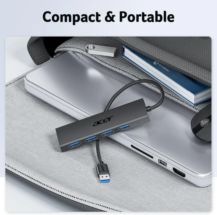 Acer USB Hub 4 Ports, Multiple USB 3.0 Hub, USBA Splitter for Laptop with Type C Power Port, Extender for A Port Laptop, PC, Desktop and More (2ft) - Image 9