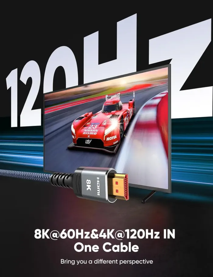 10K 8K HDMI 2.1 Cable 2-Pack 6.6FT, Highwings Certified 48Gbps Ultra High Speed Slim HDMI Cord,Support 4K@120Hz 8K@60Hz, HDCP 2.2&2.3, Dynamic HDR,eARC,DTS:X, Compatible with Roku TV/HDTV/PS5/Blu-ray - Image 4