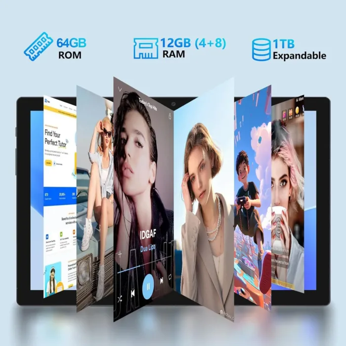 Tablet, Android 14 Tablet with 12GB (4+8) RAM 64GB ROM, Octa-Core Processor Tablets with Keyboard, Mouse, 10.1 Inch 1280 * 800 IPS Touch Screen, Dual Camera, WiFi 6, BT 5.4, 6000mAh Battery