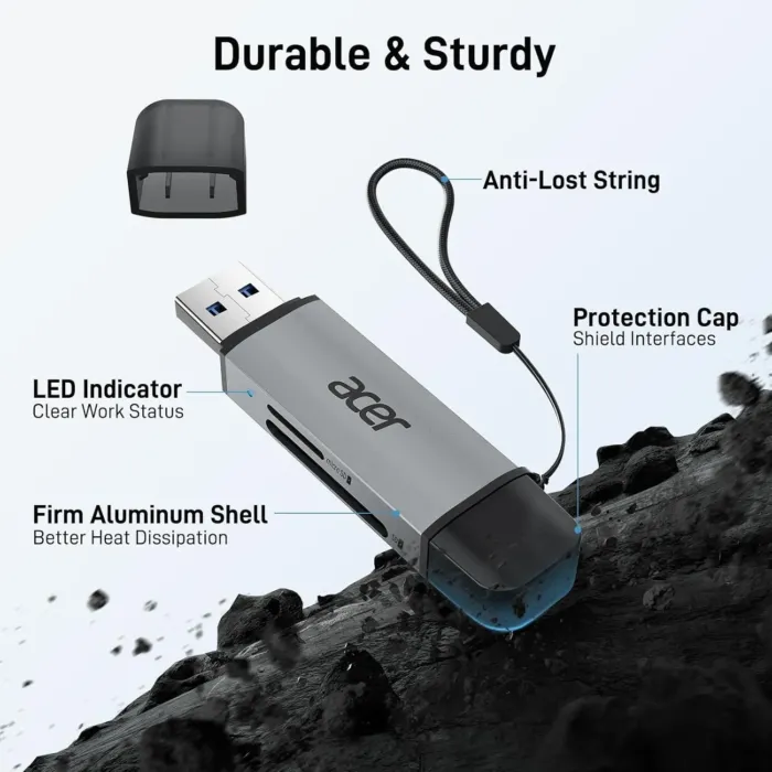 acer SD Card Reader USB C, Dual Slots USB 3.0 Type C to Micro SD Card Adapter, Memory Card Reader for MicroSD, SDHC, SDXC, Compatible with Laptop, PC, iPhone16/15, MacBook Pro/Air, iPad Pro, Android - Image 8