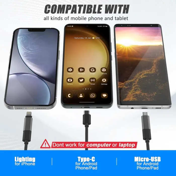 1920P Snake Inspection Borescope, Pancellent Type C Endoscope, Scope Camera with 8 LED Lights for Android and iOS Smartphone, iPhone, iPad, Samsung (16.5 FT/5M) - Image 4
