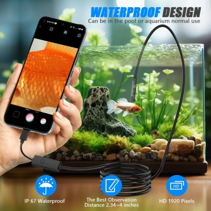 1920P Snake Inspection Borescope, Pancellent Type C Endoscope, Scope Camera with 8 LED Lights for Android and iOS Smartphone, iPhone, iPad, Samsung (16.5 FT/5M) - Image 6