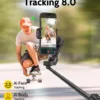 3-axis Gimbal Stabilizer w/Built-in 7.8' Extension Rod, Vlogging Phone Gimbal w/AI Tracking, Portable Smartphone Holder for iPhone w/Full-Screen OLED Display, Trigger Button Smart V8(Black)