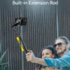 3-axis Gimbal Stabilizer w/Built-in 7.8' Extension Rod, Vlogging Phone Gimbal w/AI Tracking, Portable Smartphone Holder for iPhone w/Full-Screen OLED Display, Trigger Button Smart V8(Black)