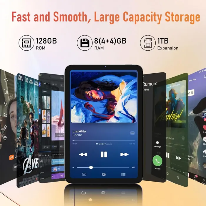 Android Tablet,10 inch Tablets 2025,8GB (4+4) RAM 128GB Storage (Expandable),Octa-Core Processor,HD Display,Dual Cameras,6000mAh Battery,GPS, Wi-Fi 5,Bluetooth 5.0,Incell Screen,Metal Shell - Image 5