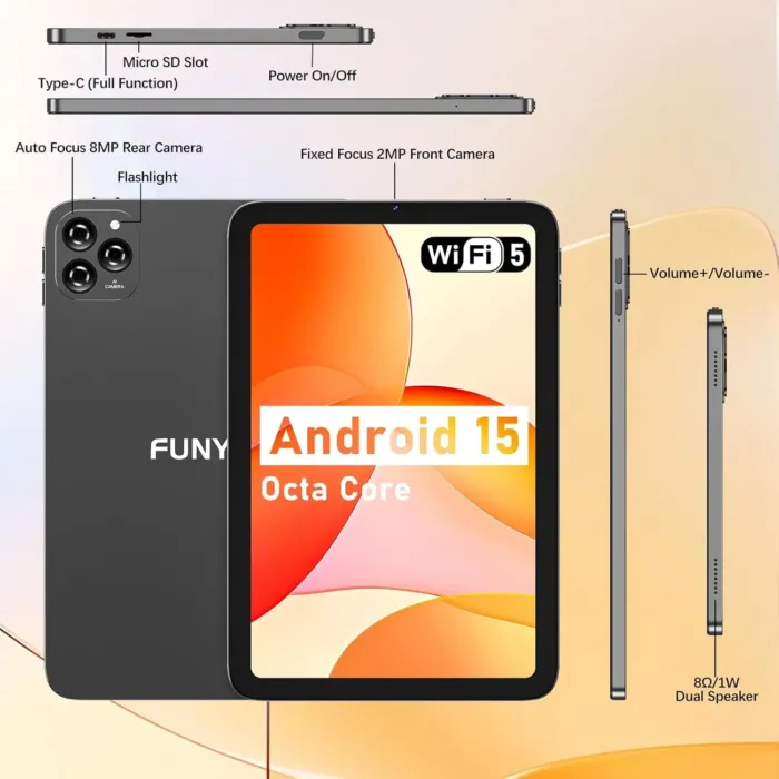 Android Tablet,10 inch Tablets 2025,8GB (4+4) RAM 128GB Storage (Expandable),Octa-Core Processor,HD Display,Dual Cameras,6000mAh Battery,GPS, Wi-Fi 5,Bluetooth 5.0,Incell Screen,Metal Shell - Image 8