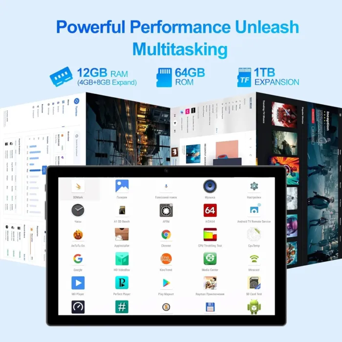 Tablet 10 inch Android 14 Tablet with Octa Core Processor 12GB RAM 64GB ROM 1TB Expandable 1280x800 IPS Touchscreen, 6000mAh Battery, WiFi 6, BT 5.4, Dual Camera (Sliver) - Image 4