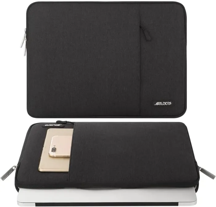 MOSISO Laptop Case 13.3 inch, 13-13.3 inch Laptop Sleeve Compatible with MacBook Air/Pro 13 / Pro 14, HP Dell ASUS Lenovo Notebook, Polyester Vertical Computer Sleeve Bag with Pocket, Black - Image 3