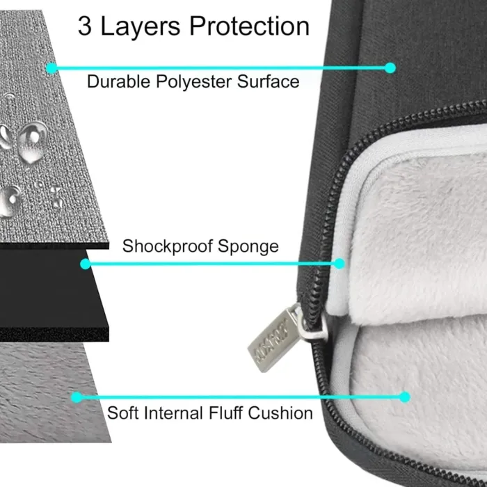 MOSISO Laptop Case 13.3 inch, 13-13.3 inch Laptop Sleeve Compatible with MacBook Air/Pro 13 / Pro 14, HP Dell ASUS Lenovo Notebook, Polyester Vertical Computer Sleeve Bag with Pocket, Black - Image 4