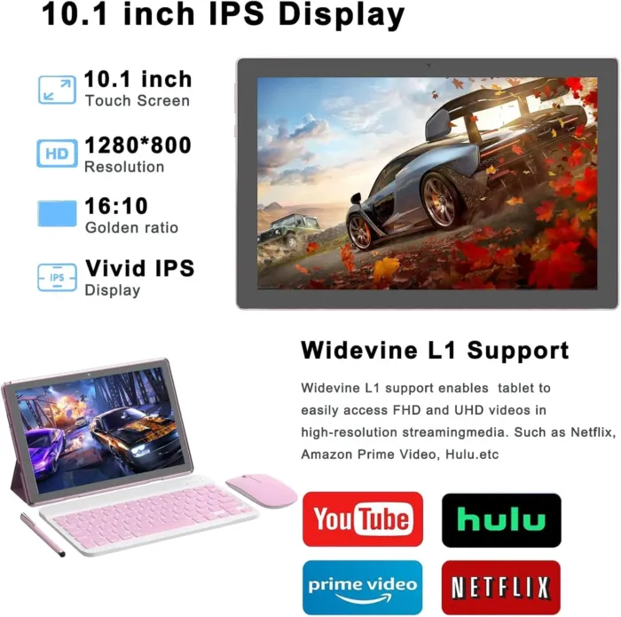 Android 15 Tablet, 10 Inch 18GB RAM+128GB ROM/ 2TB Expandable Tablet PC, Quad-core 2.0GHz Processor, 1280*800 10" HD Touch Screen, 2.4G/5G WiFi 6 BT 5.0, 2 in 1 Tablets with Keyboard Case Mouse Stylus - Image 5