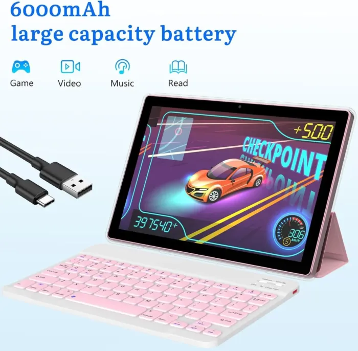 Android 15 Tablet, 10 Inch 18GB RAM+128GB ROM/ 2TB Expandable Tablet PC, Quad-core 2.0GHz Processor, 1280*800 10" HD Touch Screen, 2.4G/5G WiFi 6 BT 5.0, 2 in 1 Tablets with Keyboard Case Mouse Stylus - Image 9