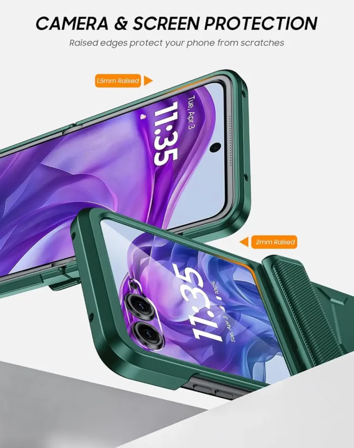 Vizvera for Motorola Razr+(Plus) 2025 Case with Hinge Cover,Built-in Screen Protector Shockproof All-Inclusive Smartphone Cover Wireless Charging for Motorola Razr+(Plus) 2025(Green) - Image 9