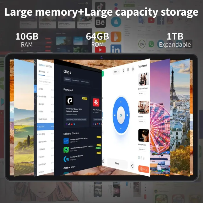 Android 14 Tablet 10.1 inch Tablet 2024 Latest Tablets with Keyboard Mouse 10GB+64GB 1TB Expand 6000mAh Octa-Core Processor Dual Camera WiFi 1280x800 IPS 18W Fast Charging - Image 3