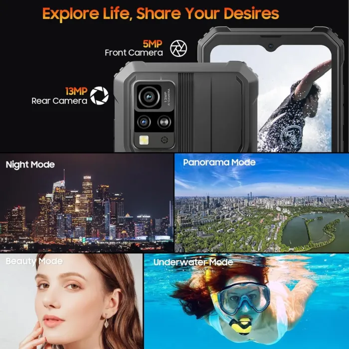 Blackview BV4800 Rugged Phone Unlocked, IP69K Waterproof Unlocked Smartphone, 4GB+32GB/SD 2TB, 6.56''HD+Display, 5180mAh Battery, 4G Dual SIM, 3 Card Slots, Glove Mode, Face ID, GPS,T-mobile Cellphone - Image 8