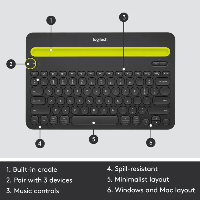 Bluetooth Multi-Device Keyboard K480 - Switch typing between your computer, phone, and tablet - Image 7