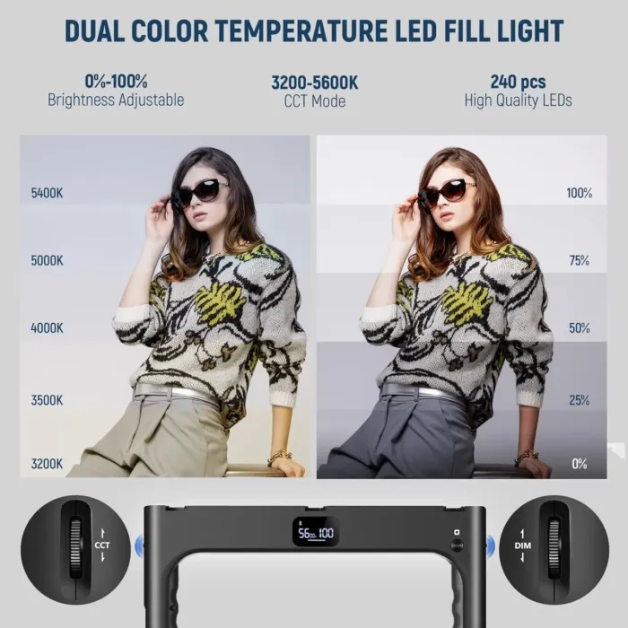 NEEWER A111 II Smartphone Video Rig with Light Kit, Support Vertical Shoot, Handheld Phone Camera Cage Stabilizer with Cold Shoes/Shutter/Battery, Square Ring Light CRI97+ for YouTube TikTok - Image 4