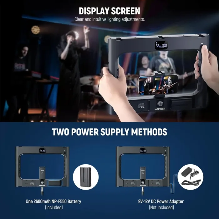 NEEWER A111 II Smartphone Video Rig with Light Kit, Support Vertical Shoot, Handheld Phone Camera Cage Stabilizer with Cold Shoes/Shutter/Battery, Square Ring Light CRI97+ for YouTube TikTok - Image 9
