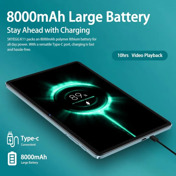 2025 Android 14 Tablet 10 inch Octa-Core Tablets with 22GB RAM+128GB ROM(Expand to 1TB),8000mAh Large Battery,1280x800 IPS HD Touch Screen,Support Widevine L1,Keyboard & Mouse Included-Metal Blue - Image 7