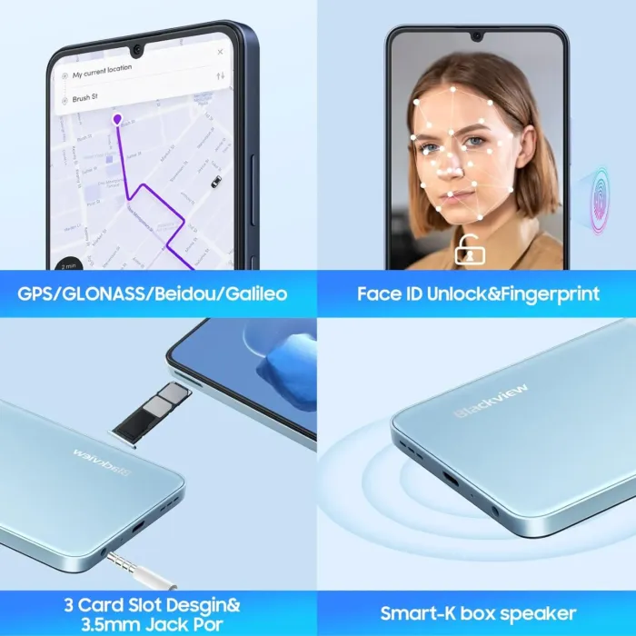 Blackview Color 8 Unlocked Phones, Octa-Core 16GB+128GB/SD 2TB Android Phones, 50MP Camera Mobile Phone, 6000mAh+18W, 6.75"HD+ 90Hz, 3 Card Slots, 4G Dual SIM Phone, Fingerprint ID, T-Mobile Cellphone - Image 7