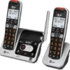 AT&T BL102-2 DECT 6.0 2-Handset Cordless Phone for Home with Answering Machine, Call Blocking, Caller ID Announcer, Audio Assist, Intercom, and Unsurpassed Range, Silver/Black