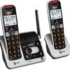 AT&T BL102-2 DECT 6.0 2-Handset Cordless Phone for Home with Answering Machine, Call Blocking, Caller ID Announcer, Audio Assist, Intercom, and Unsurpassed Range, Silver/Black