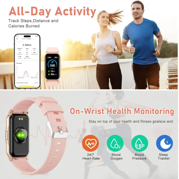 Fitness Tracker with Step Counter/Calories/Stopwatch, Activity Tracker, Health Tracker with Heart Rate Monitor, Sleep Tracker,1.47'' Touch Color Screen, Pedometer Watch for Women Men Kids - Image 4