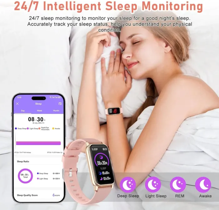 Fitness Tracker with Step Counter/Calories/Stopwatch, Activity Tracker, Health Tracker with Heart Rate Monitor, Sleep Tracker,1.47'' Touch Color Screen, Pedometer Watch for Women Men Kids - Image 6