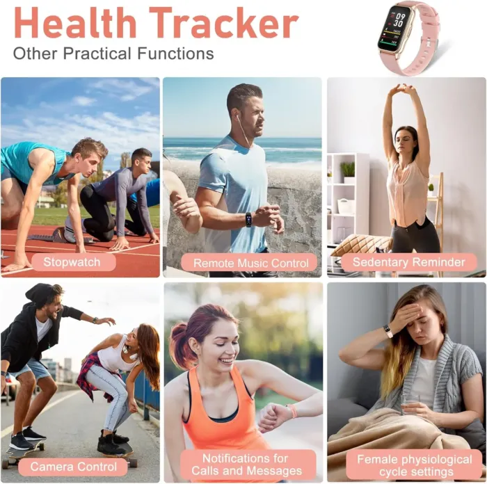 Fitness Tracker with Step Counter/Calories/Stopwatch, Activity Tracker, Health Tracker with Heart Rate Monitor, Sleep Tracker,1.47'' Touch Color Screen, Pedometer Watch for Women Men Kids - Image 7