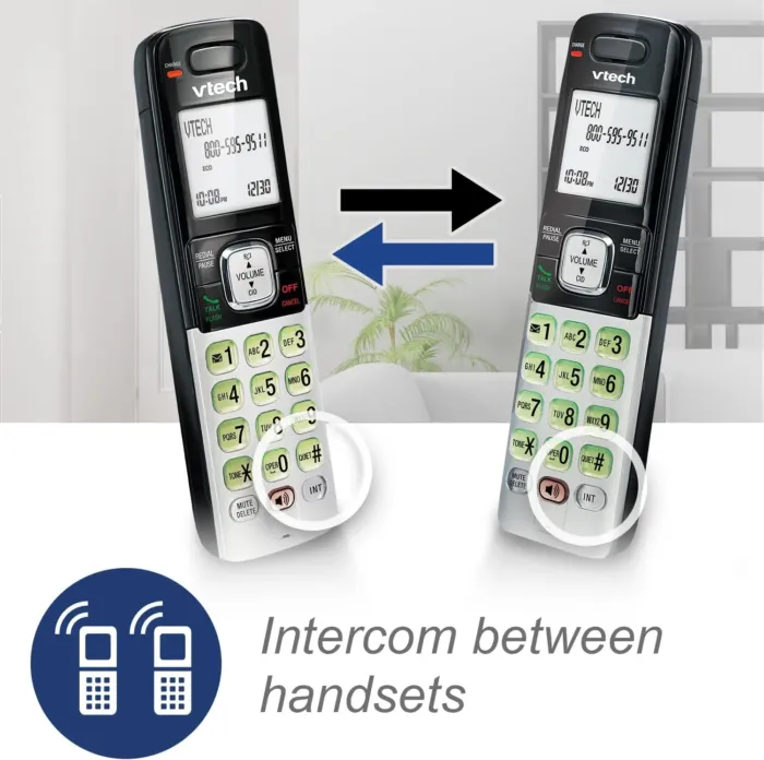 VTech CS6719-2 2-Handset Cordless Phone with Caller ID/Call Waiting, Handset Intercom & Backlit Display/Keypad, Silver - Image 6
