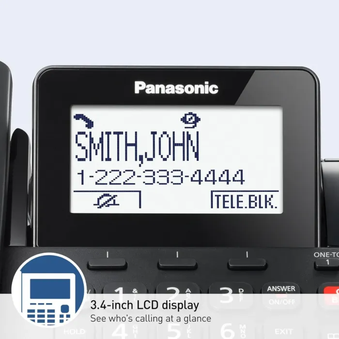 Panasonic Corded/Cordless Phone with Advanced Call Block, 2-Way Recording and Digital Answering Machine, 2 Handsets Expandable up to 6 Cordless Handsets - KX-TGF852B (Black) - Image 7