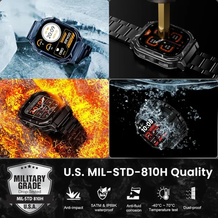 AMAZTIM GPS Smart Watch for Men, 6 Satellite Positioning, Compass, Stainless Steel Body, 50M Waterproof, 480mAh Extra-Large Battery, Answer/Make Call, 1.96" AMOLED Screen, Compatible for Android iOS - Image 3
