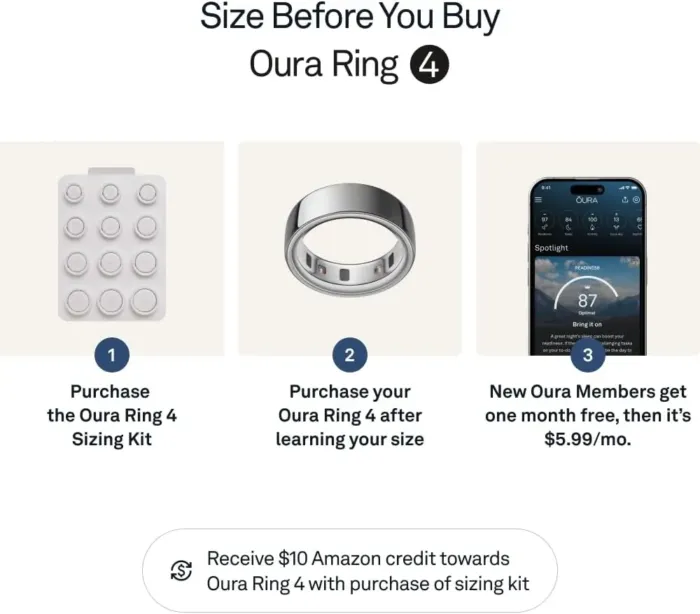 Oura Ring 4 - Silver - Size 8 - Smart Ring - Size First with Oura Ring 4 Sizing Kit - Sleep Tracking Wearable - Heart Rate - Fitness Tracker - Up to 8 Days of Battery Life - Image 4