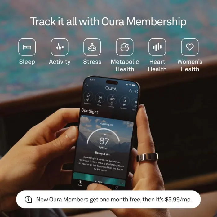 Oura Ring 4 - Silver - Size 8 - Smart Ring - Size First with Oura Ring 4 Sizing Kit - Sleep Tracking Wearable - Heart Rate - Fitness Tracker - Up to 8 Days of Battery Life - Image 5