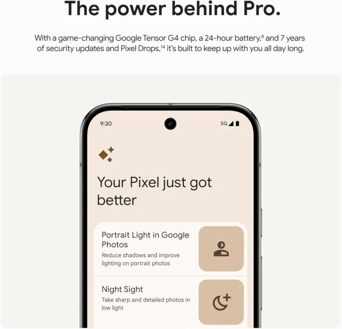Google Pixel 9 Pro XL - Unlocked Android Smartphone with Gemini, Triple Rear Camera System, 24-Hour Battery, and 6.8" Super Actua Display - Hazel - 128 GB - Image 9
