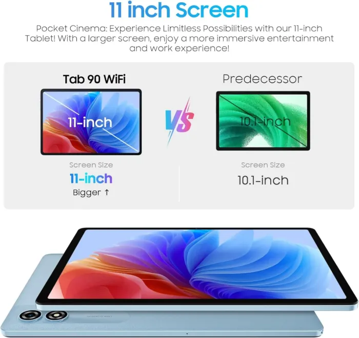 Blackview 2025 Android 15 Tablet 11 inch, Tab 90WiFi with 12GB+128GB Storage(Expand to 2TB), Unisoc T606 CPU, 8200mAh, IPS Display, Widevine L1, 5G WiFi Tablets, 13MP+8MP Camaras/Face ID, Blue - Image 3