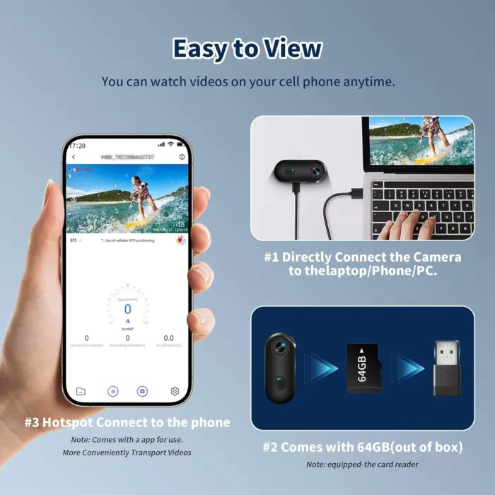 4K Mini Body Camera, Wearable Action Body Cam, Sports Action Camera，Thumb Size Hands-Free Recording Body Worn Camera, Premium Portable Camcorder Mount Anywhere for Work, Travel,Fishing, Pet Walking - Image 8