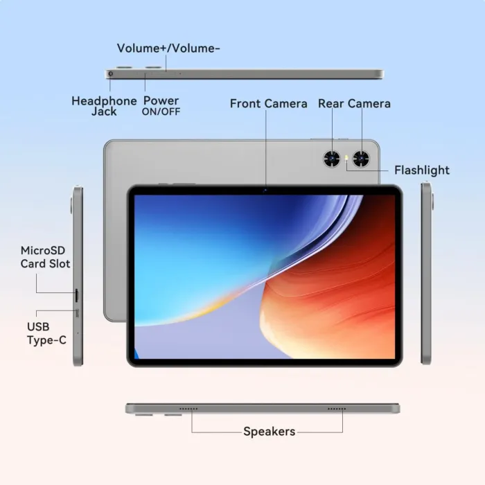 Android Tablet 10 Inch, 2025 Android 15 Tablet for Kids Adults, Octa-Core, 12GB RAM 128GB Storage 1TB Expandable, Dual Cameras 8MP 2MP, Split Screen, 6000mAh GPS Dual Speakers Face Unlock WiFi- Gray - Image 8