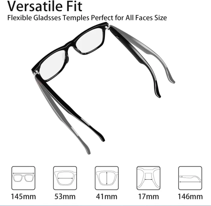 AI Translator Smart Glasses for Men Women, Bluetooth Audio Glasses with Photochromic Transition Lenses, Voice Assistant, Open Ear Lighweight Eyeware, Black - Image 5