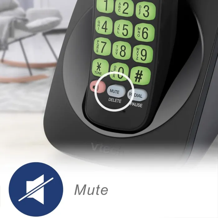 [New] VTech VG131-11 DECT 6.0 Cordless Phone - Bluetooth Connection, Blue-White Display, Big Buttons, Full Duplex, Caller ID, Easy Wall Mount, 1000ft Range (Black) - Image 9