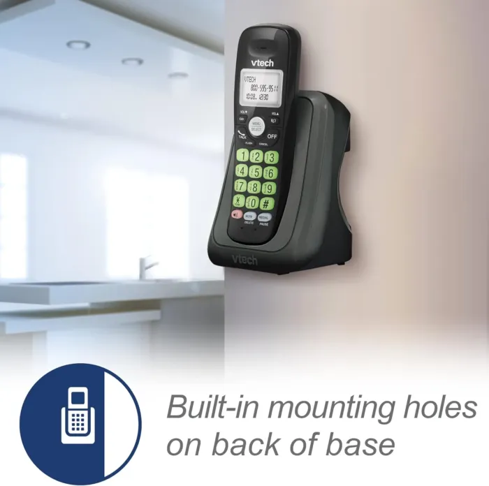 [New] VTech VG131-11 DECT 6.0 Cordless Phone - Bluetooth Connection, Blue-White Display, Big Buttons, Full Duplex, Caller ID, Easy Wall Mount, 1000ft Range (Black) - Image 10